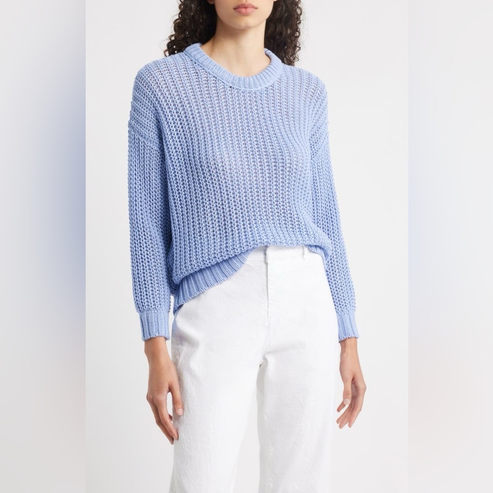 Eileen Fisher‎ Crewneck Organic Cotton Sweater Myrtle blue